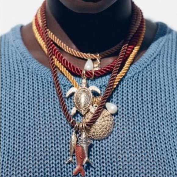 ZARA NWT Set of 4 Rope Necklaces with Fish Turtle Marine Charms